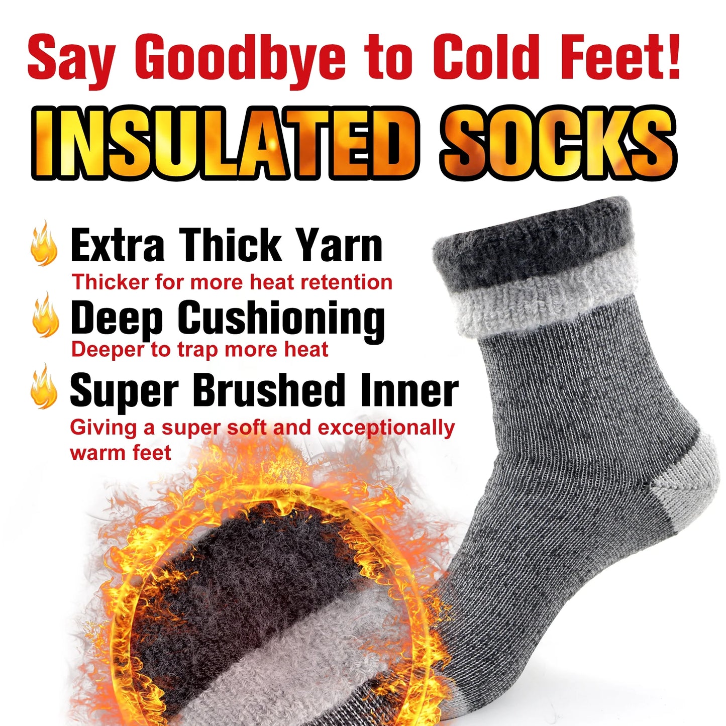 Men'S Thick Warm Thermal Sleeping Floor Socks,Large,Light Grey