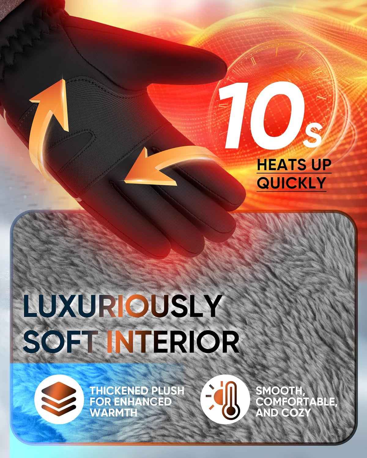 Winter Gloves for Women Men, Waterproof and Warm, Thermal with Touchscreen Fingers Gloves for Cold Weather Cycling Running Working Outdoor Activities, Black