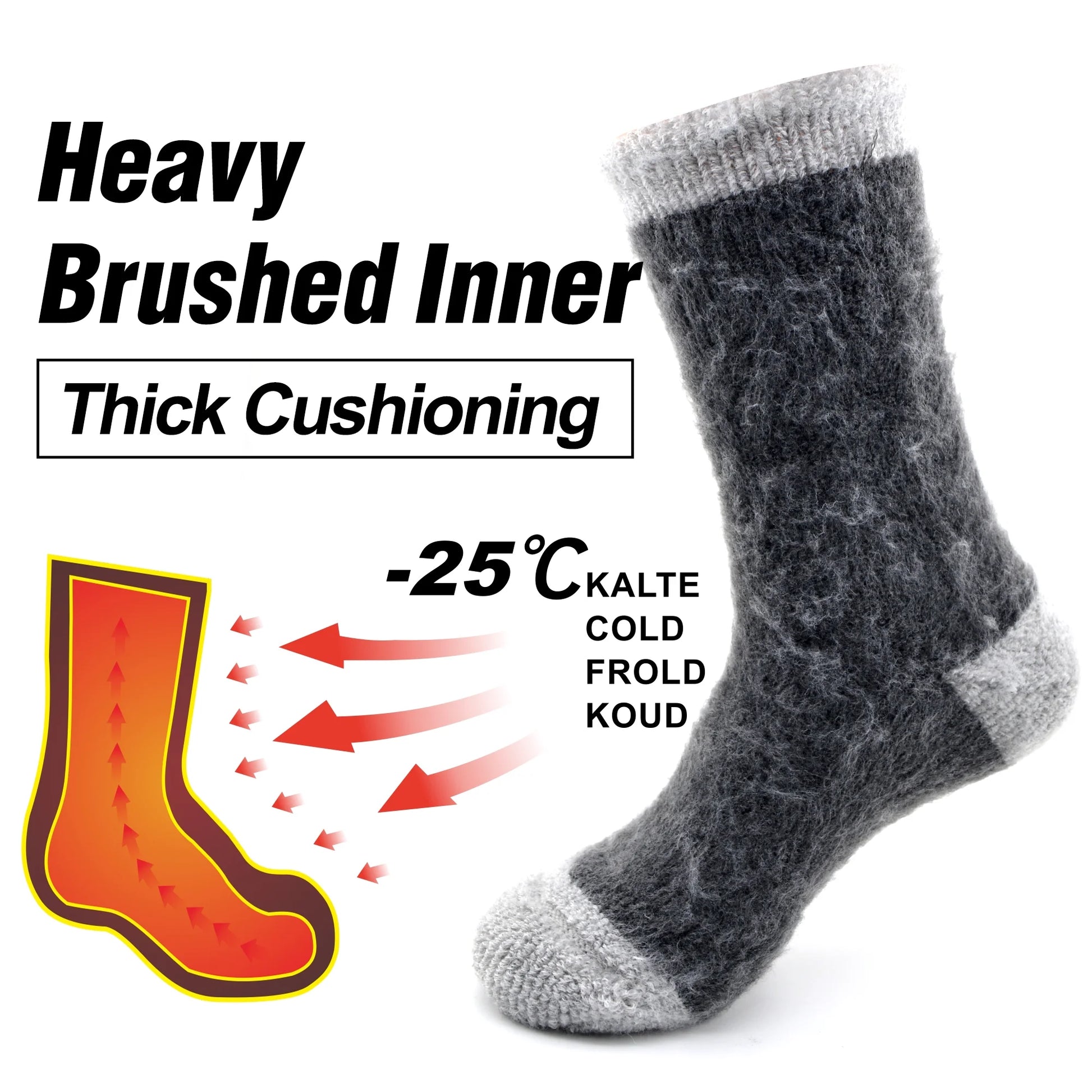 Men'S Thick Warm Thermal Sleeping Floor Socks,Large,Light Grey