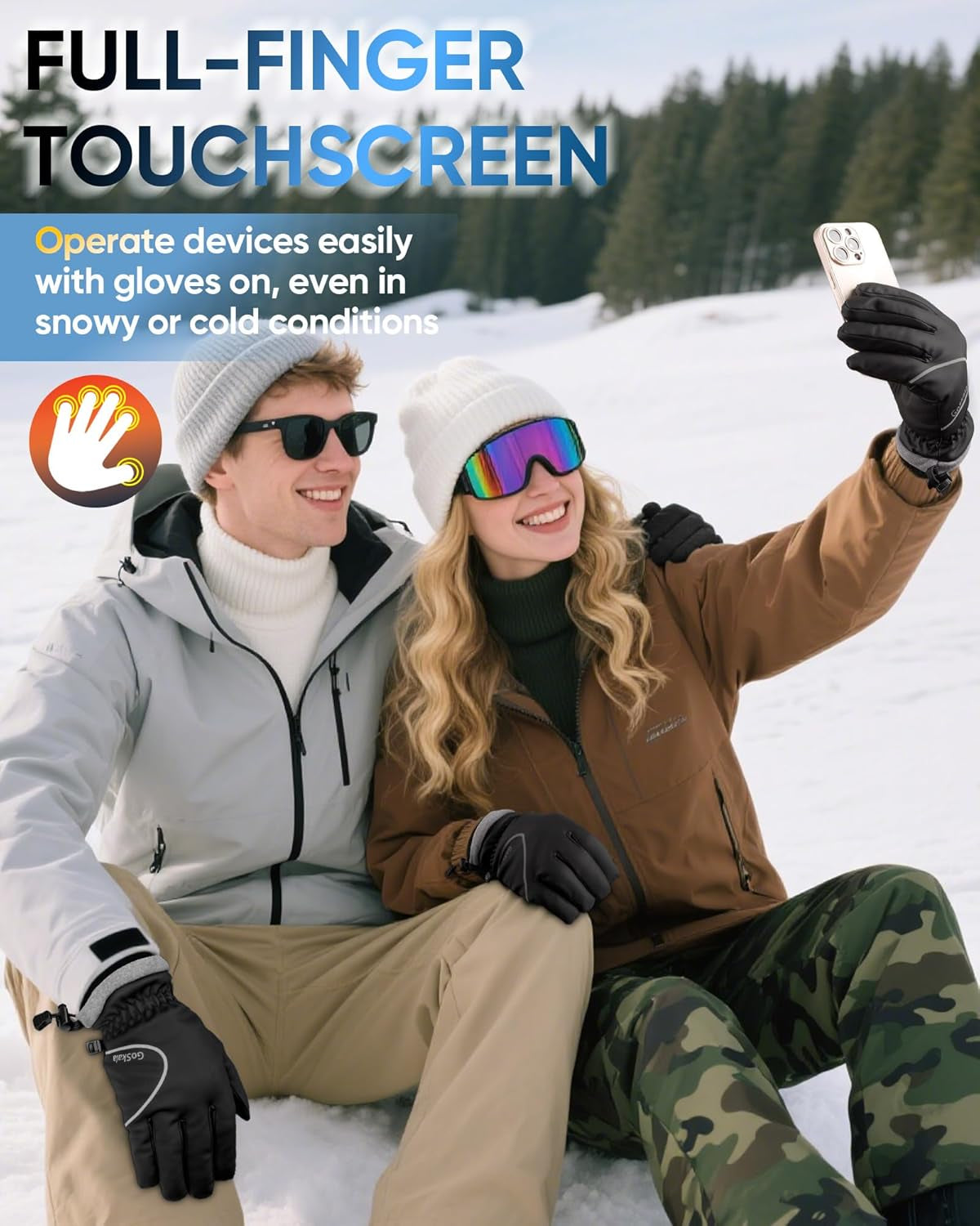 Winter Gloves for Women Men, Waterproof and Warm, Thermal with Touchscreen Fingers Gloves for Cold Weather Cycling Running Working Outdoor Activities, Black